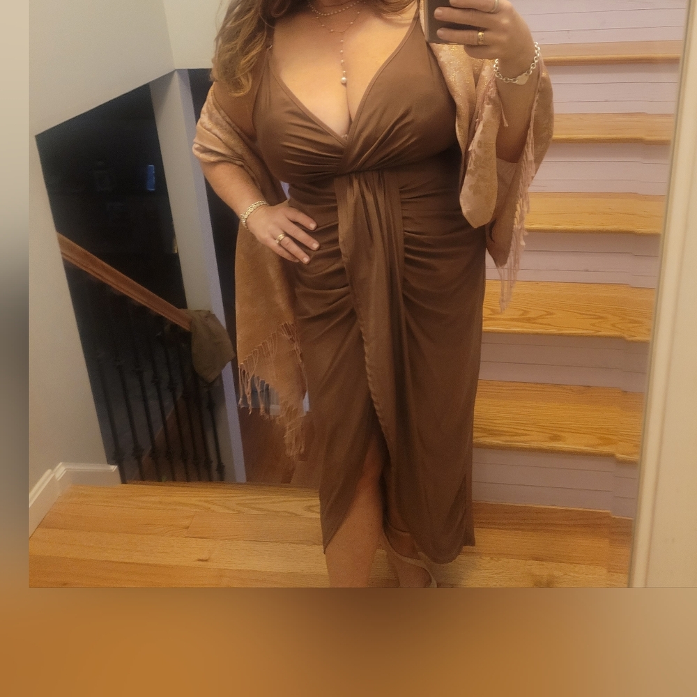 Elegant Brown Maxi Dress - Picture 5 of 5